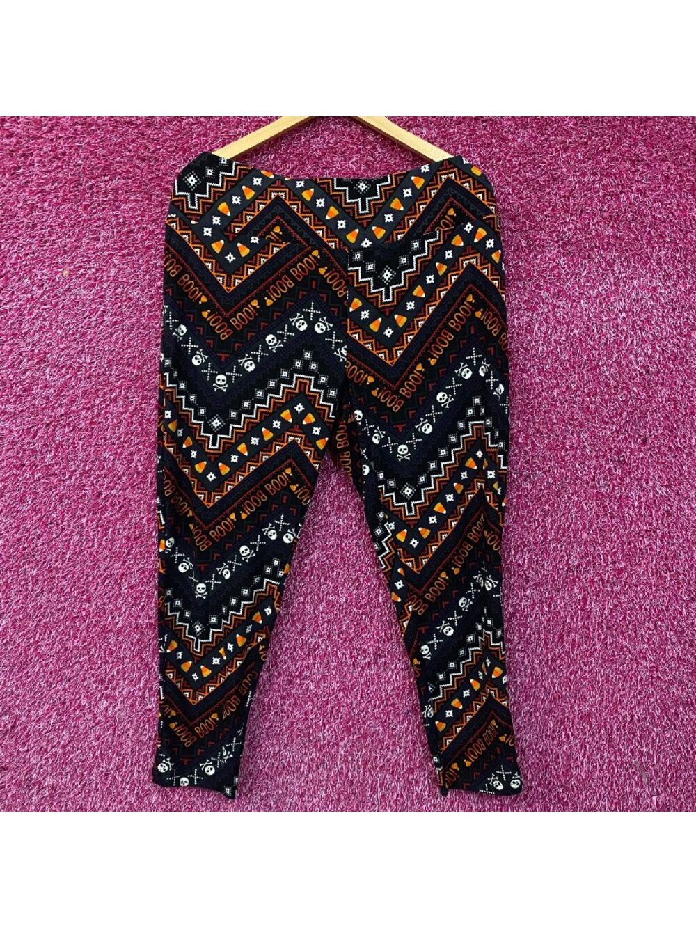 Terra & Sky Halloween Boo Skull Cross Bone High Rise Leggings 2X